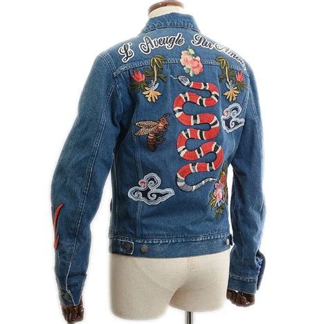 cheap gucci jean jacket|gucci jean jacket with snake.